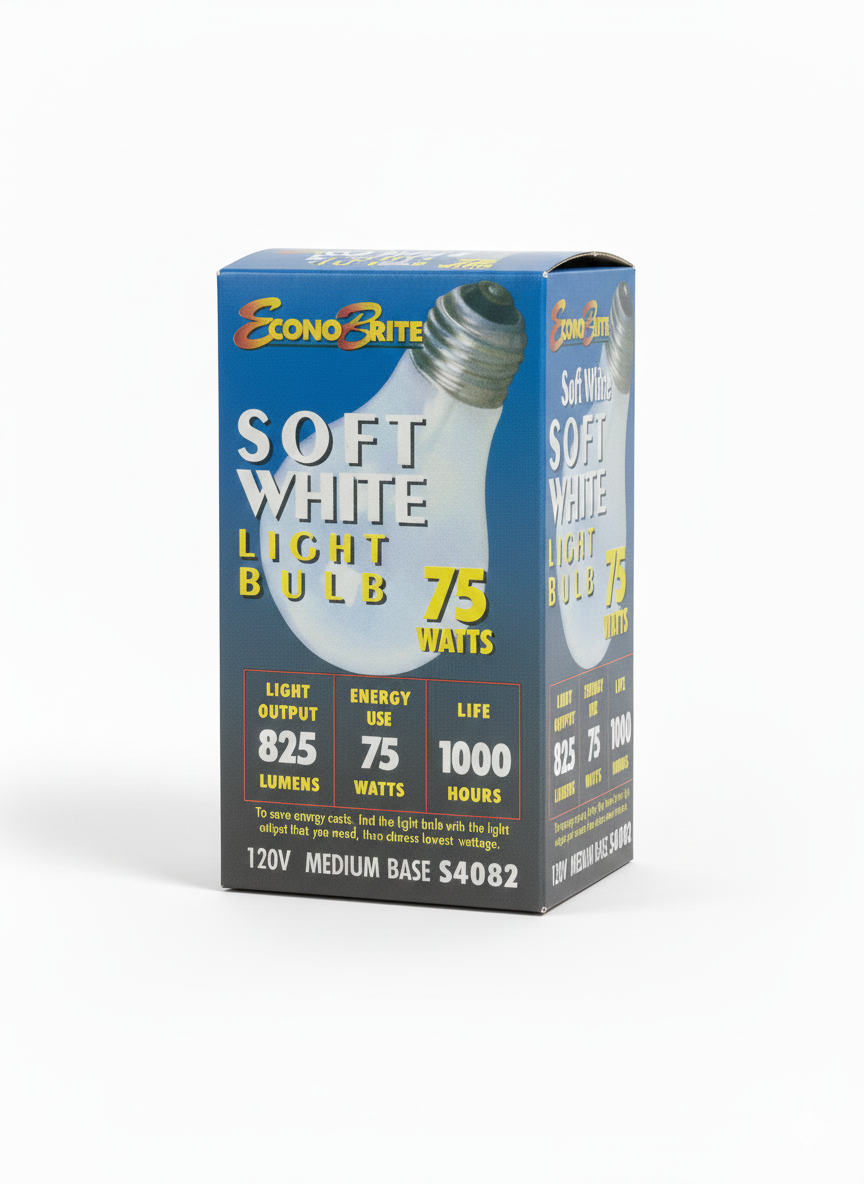 Econo Brite Soft White Bulb 75Watts(10)